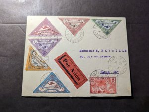 1924 France Triangle Stamps Airmail Cover Vincennes Aviation to Paris IX