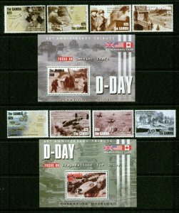 GAMBIA SC#2853-4 D- Day NORMANDY Operation Overlord Set and S/S (2004) MNH