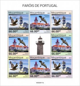 Mozambique - 2022 Portuguese Lighthouses and Seabirds - 8 Stamp Sheet MOZ220111a