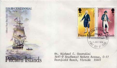 Pitcairn Island, First Day Cover, Americana