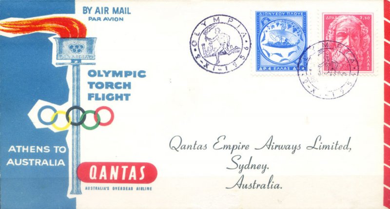 Sport. 1956 Olympic Torch Quantas Flight.