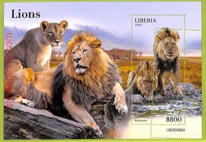 B0512 - LIBERIA - MISPERF ERROR Stamp Sheet - 2022 - Animals, Lions-