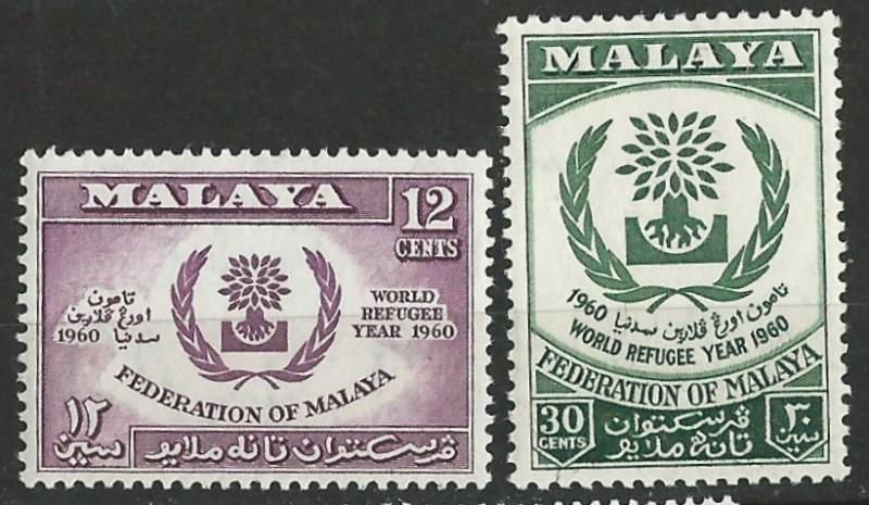 Malaya # 94-95  World Refugee Year   (2) Mint NH