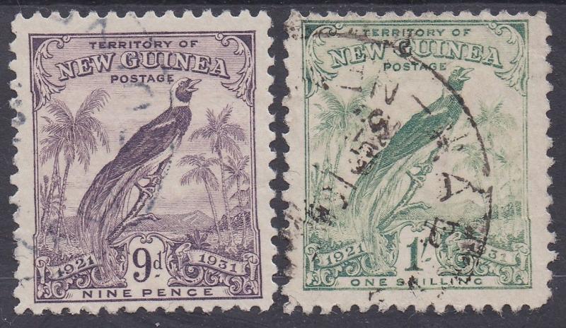 NEW GUINEA 1931 DATED BIRD 9D AND 1/- USED 