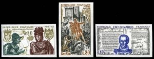 France, 1950-Present #1260-1262 (YT 1616-1618) Cat€77, 1969 Historic People...