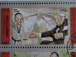 ​SHARJAH STAMP:1972  WORLD FAMOUS NOBEL PERSONS-CTO MINI SHEET- VERY FINE