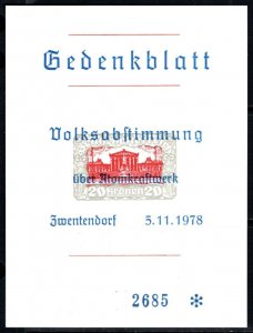 1978 Austria Commemorative Leaflet Referendum Zwentendorf Nuclear Power Plant