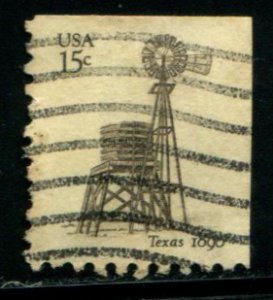 1742 US 15c Windmills issue, used bklt sgl