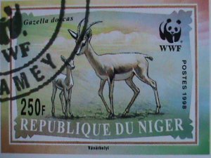 NIGER 1994-PROMOTION-WWF LOVELY DEERS-CTO FANCY CANCEL S/S VF SCV.$40  RARE