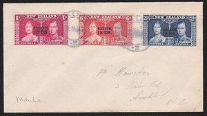 COOK IS 1937 Coronation set on cover - MAUKE / N.Z. cds....................A8452