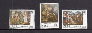 PERU #610-612 1973 CHRISTMAS PAINTING MINT VF NH O.G