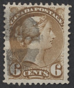 Canada #39 6c Small Queen VF Used Cork Cancel