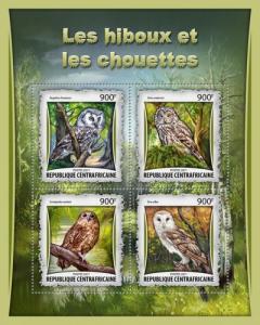 CENTRAFRICAINE 2017 SHEET OWLS BIRDS WILDLIFE