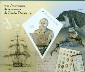 Charles Darwin 210 Anniversary Birds Ships Science Fauna IMPERF MNH stamps set