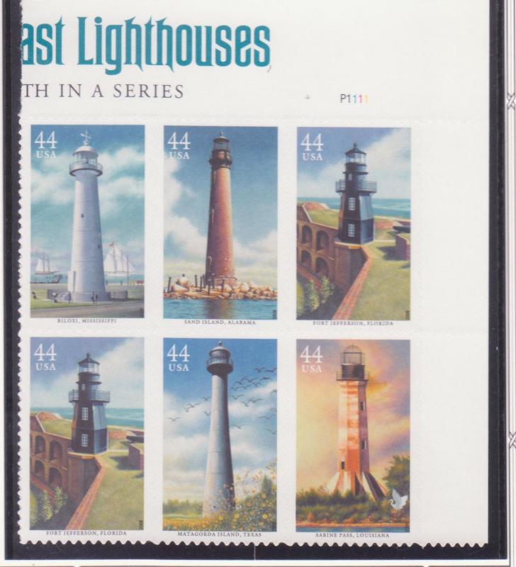4409-13 4413 Gulf Coast Lighthouses 2009 MNH UR PB6 P1111