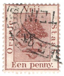 (I.B) Orange Free State Telegraphs : 1d Red-Brown (setting 7)