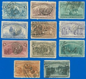 USA SCOTT #230-#240 COLUMBIANS, Used-Fine, No Faults of Note, SCV $410.20 (SK)