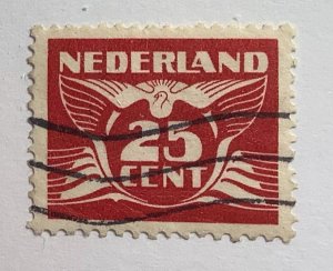 Netherlands 1941 Scott 243N used - 25c, Numeral, Stylized flying dove