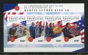 TOGO 2018  50th MEMORIAL  ANNIVERSARY OF MARTIN LUTHER KING Jr. W/JFK  IMPF SHT