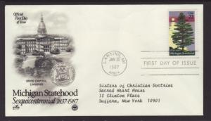 US Michigan 1987 PCS Typed FDC BIN