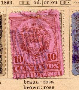 Colombia 1892 Early Issue Fine Used 10c. 252189