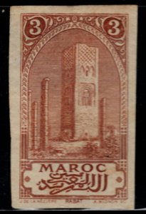 French Morocco Scott 57a MH* Imperforate Tower of Hassan stamp Thinned