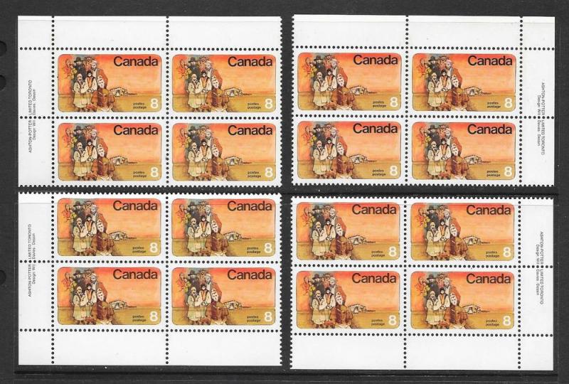 CANADA Sc#643 Mint Never Hinged Plate Block Corner Set