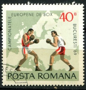 Romania Sc#2100 Used, 40b multi, European Amateur Boxing Championships 1969, ...