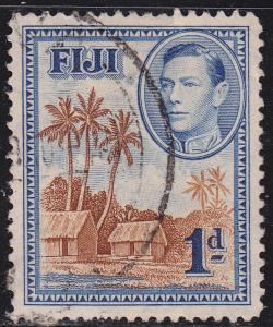 Fiji 118 USED 1938 Fijian Village, Palm Trees, Houses