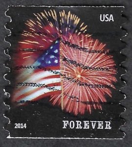 United States #4853 (49¢) Fireworks (2014). Coil. Surf. Perf. 8 1/2. Used.