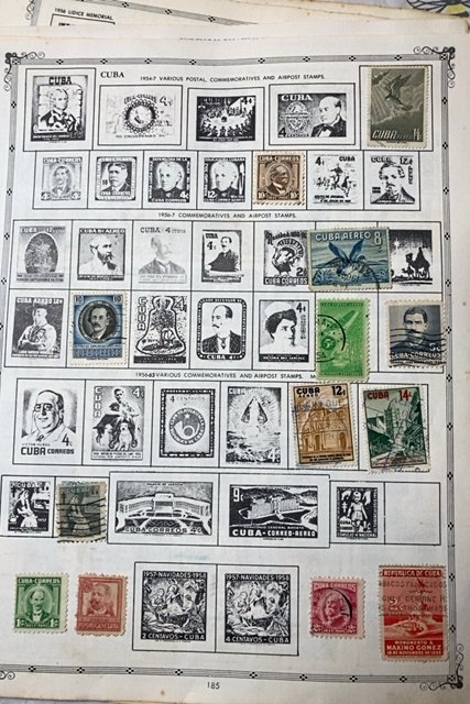 OLD CUBA & COSTA RICA STAMPS HINGED ON ALBUM PAGES + SOME OTHER COUNTRIES