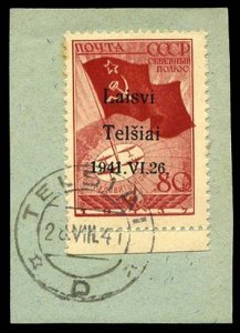 German WWII Occupation, Lithuania (Telsiai) #Mi. 8II Cat€384, 1941 80k carm...