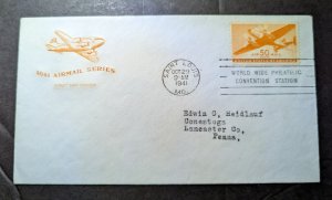 1941 USA Airmail First Day Cover FDC Saint Louis MO to Lancaster Co PA