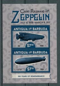 Antigua & Barbuda 2017 MNH Count Von Zeppelin 2v S/S Zeppelins Airships Stamps