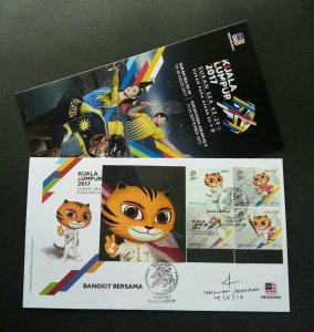 Malaysia 29th SEA Games 9th Para Asean 2017 Tiger (special FDC) *signed *Rare