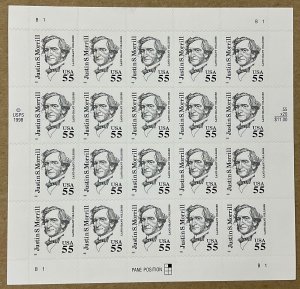 2941 Justin S. Morris Politics MNH 55 cent Sheet of 20 FV $11.00 issued 1999