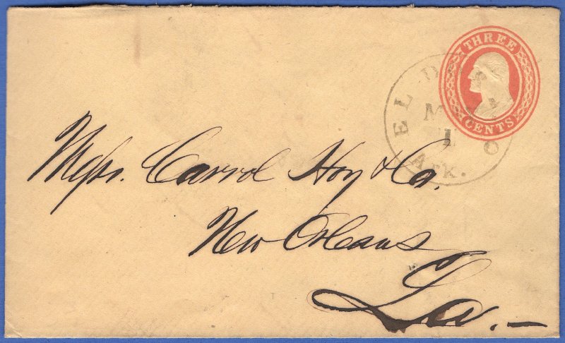 US - 1854 U10, 3c Buff used Stationery, EL DORADO, ARK to New Orleans, LA