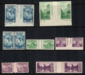 US  7 pairs  MH stamps