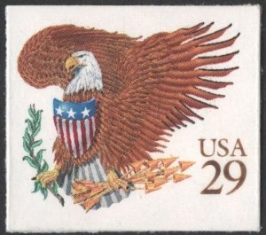 SC#2595 29¢ Eagle & Shield Booklet Single (1992) SA