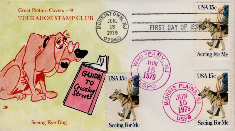 Great Picture Covers Triple Combo FDC for the 1979 Seeing Eye Dogs Stamp