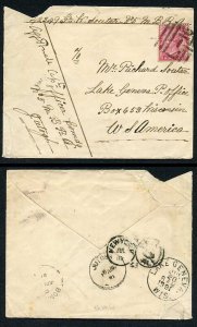 India 1896 soldiers letter to USA from Umballa counter-signed some faults