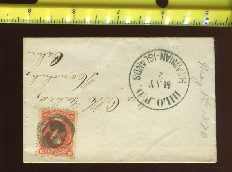 Hawaii Scott 31a Used Stamp on Small Cover with Negative 'HI' Cancel (H 31-C1)