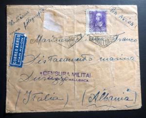 1937 Mallorca Spain Civil War Censored Cover Italian Volunteer To Durrës Ablanoa