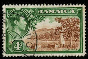 JAMAICA SG127 1938 4d BROWN & GREEN USED