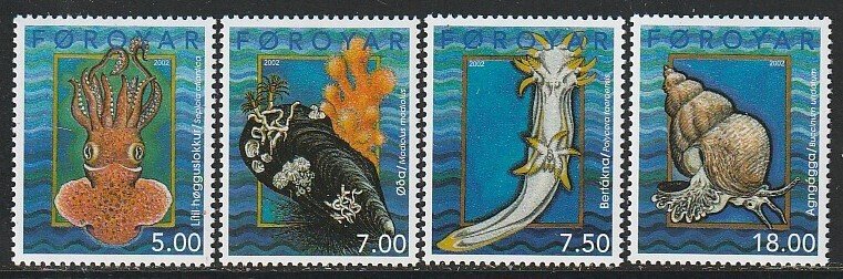 2002 Faroe Islands - Sc 409-12 - MNH VF - 4 single - Mollusks