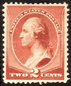 1883, US 2c, Washington, MH, Part of gum missing, XF, Sc 210