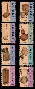 Uganda 1992 - MUSICAL INSTRUMENTS - Set of 8 Stamps (Scott #1016-23) - MNH