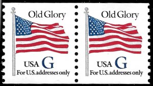 2890 G Old Glory F-VF MNH rouletted perf coil pair