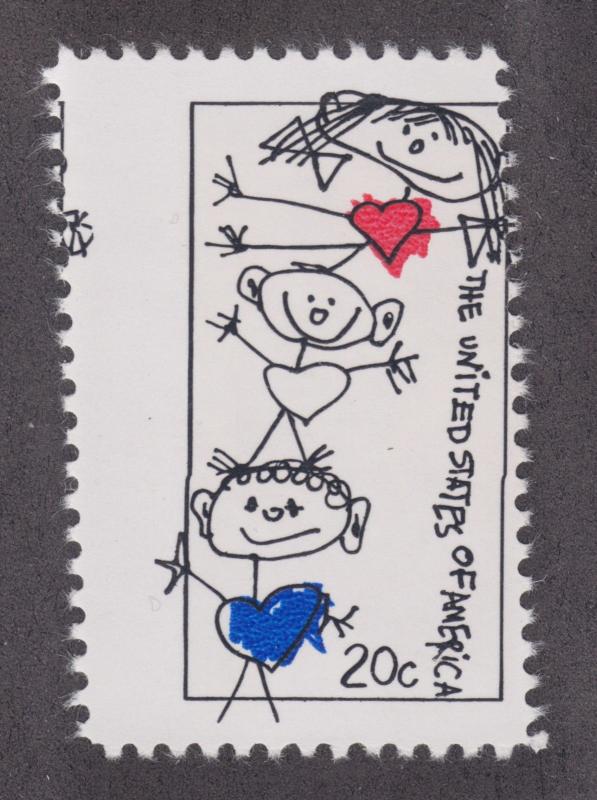 US Sc 2104 MNH. 1984 20c Family Unity, Oblique MISPERF, ERROR