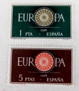 Spain #941-942 Mint/OG/LHR/F, 1 & 5p, 1960 Europa stamps